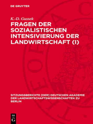 cover image of Fragen der sozialistischen Intensivierung der Landwirtschaft (I)